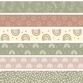 84ft Boho Bulletin Board Borders, Boho Classroom Decorations, Retro Floral Sun Rainbow Dot Trim Borders for Teacher School Supplies Classroom Door Wall Decor, 6 Styles