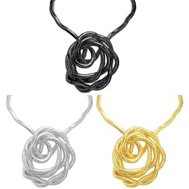 GWAWG 3 Stück flexible Schlangenhalsketten für Damen – Schmuck für Damen, Gold, Silber und Schwarz – vergoldete Kette, verstellbar, vielseitig und elegant, Choker oder Armband