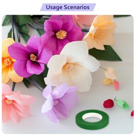 LUMLLSAJI Floral Tapes - 12 Pcs Florists Tapes Crepes Papers Flowers Bouquets Tapes Water Proof for Craft Stems Wraps - 30 Yard Length - White