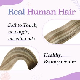 Sindra Clip-In Real Human Hair Extensions Real Human Hair Extensions Straight Balayage 40 cm Ombre Walnut Brown to Ash Brown and Golden Blonde 100 g 6 Pieces C#3/8/22 16 Inches