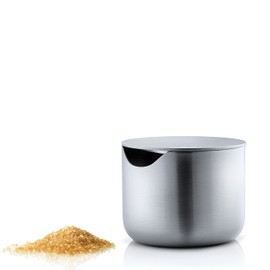 blomus -BASIC- sugar bowl made of matt stainless steel, sugar container ideal for white/brown sugar, timeless design, container dishwasher-safe (H/ W/ D 5 x 6.6 stainless steel, 63621)