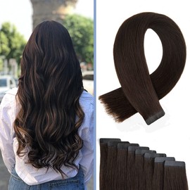 BEXI Tape-In Extensions Real Hair I Hair Extensions I Dark Brown I Remy Quality I (8 x Strips) 50 cm I Tested in the German Laboratory