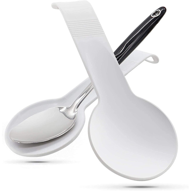 2 Spoon Rest White Red Plastic Spoon Rests for Kitchen