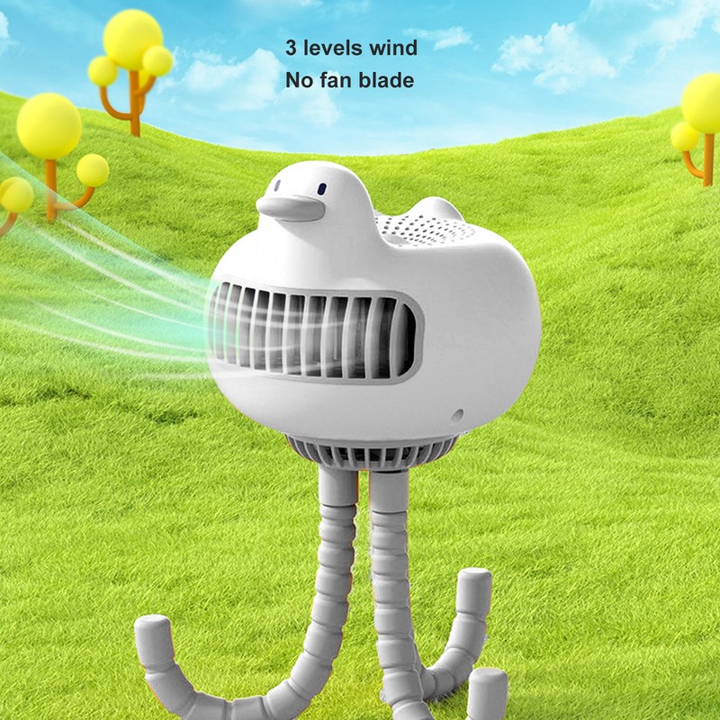 Portable Stroller Fan Low Noise Duck Shape Cute 2 Power