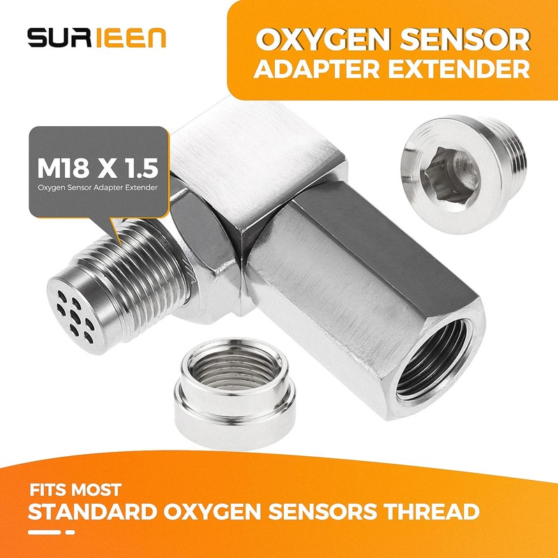 SURIEEN O2 Oxygen Sensor Spacer Kit, 90 Degree Stainless Oxygen