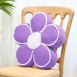 Sioloc Flower Pillow Flower Throw Pillow Flower Floor Cushion Cute Seat Cushion Aesthetic Floor Cushion Decorative Throw Pillow for Bed,Couch(Lavender,19.7")