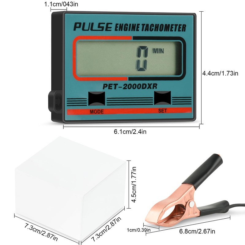 Small Engine Tachometer Digital Chainsaw RPM Gauge Tiny Tach Hour