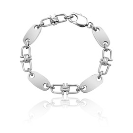 T TAKONE Stainless Steel Plate Chain Set for Men - 60 cm Necklace and Matching Bracelet, Stylish Stirrup Chain in High-Quality Design, Stainless Steel, Gypsum