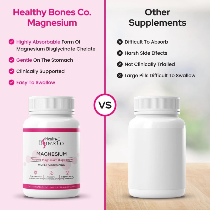 Healthy Bones Co. Chelated Magnesium Bisglycinate Capsules 300mg - Highly