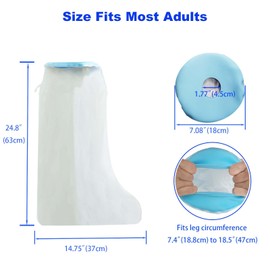 Tideshake Waterproof Leg Cast Cover for Shower Foot Wound Protector Bath Adult Watertight Cast Bag Showering for Surgery Ankle, Foot Burns Reusable Keeps Wounds Dry