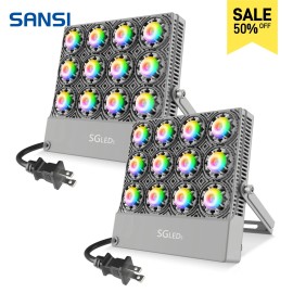 SANSI LED Flood Lights 70W RGB Mutilcolor Spotlight Outdoor Yard Party 2 Pack