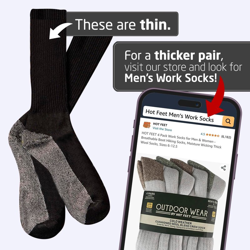 HOT FEET Work Socks for Men, Long All Weather Boot