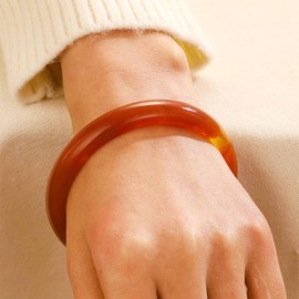 Inilbran Boho Acrylic Chunky Bangle Bracelet Vintage Round Stackable Cuff Bracelet Brown Resin Geometric Cuff Wristband Cuff Open Adjustable Bangle Bracelet Jewelry for Women