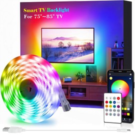 SANSUN LED Strip for TV, USB LED TV Backlight with Remote Control, 16 Colors 5050 LEDs Bevel Lighting for HDTV (5M for 75-85 inch TV)