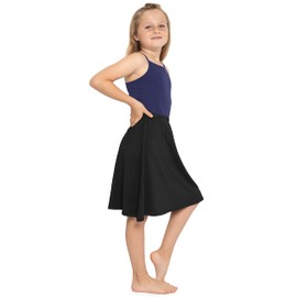 STRETCH IS COMFORT Girl's Knee Length A-Line Skirt Black Large