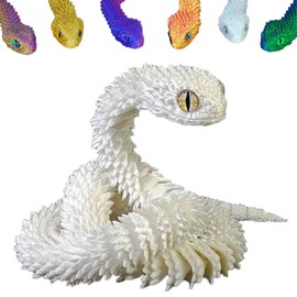 3D Printed Snake, 3d Printed Fidget Toy, Flexible Articulated Snake Animal Fidget Toys,3D Printed Animals,Home and Office Decoration for Autism/ADHD (luminous rainbow)