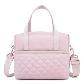 NOL - Bolsa de almuerzo reutilizable para mujer, a prueba de fugas, con aislamiento medio, de nailon con correa desmontable (rosa)