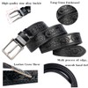 PACDE Cowboy Leather Belt with Pin Buckle Black Coffee Print