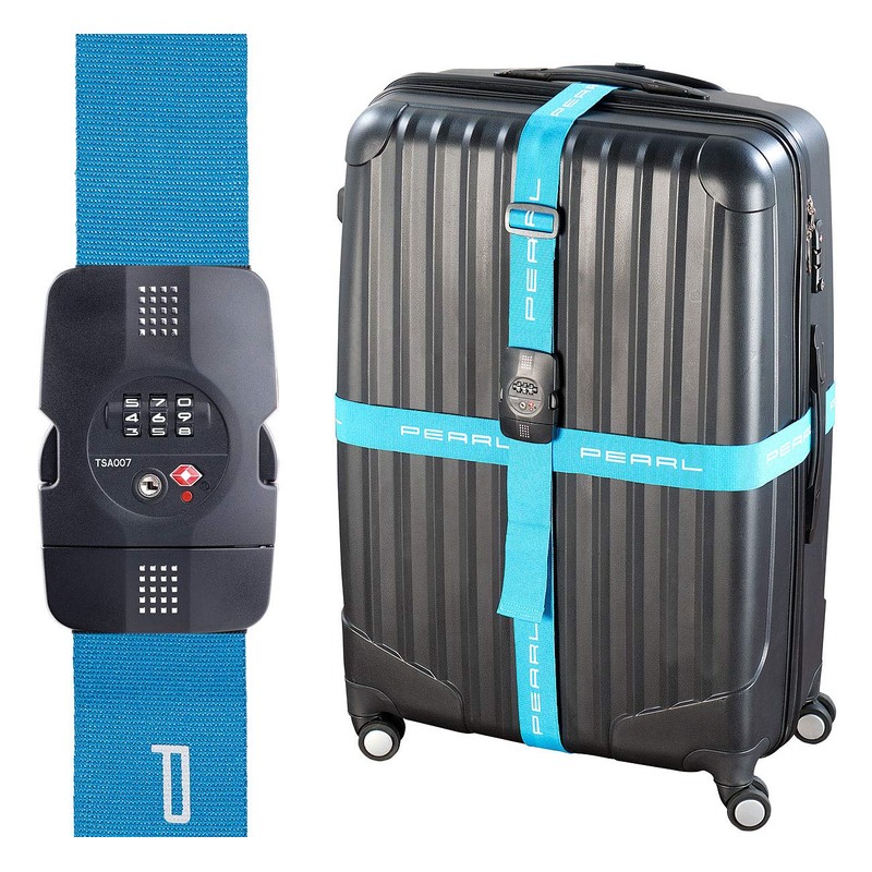 PEARL CROSS STRAPS: TSA Certified Suitcase Strap with Combination Lock