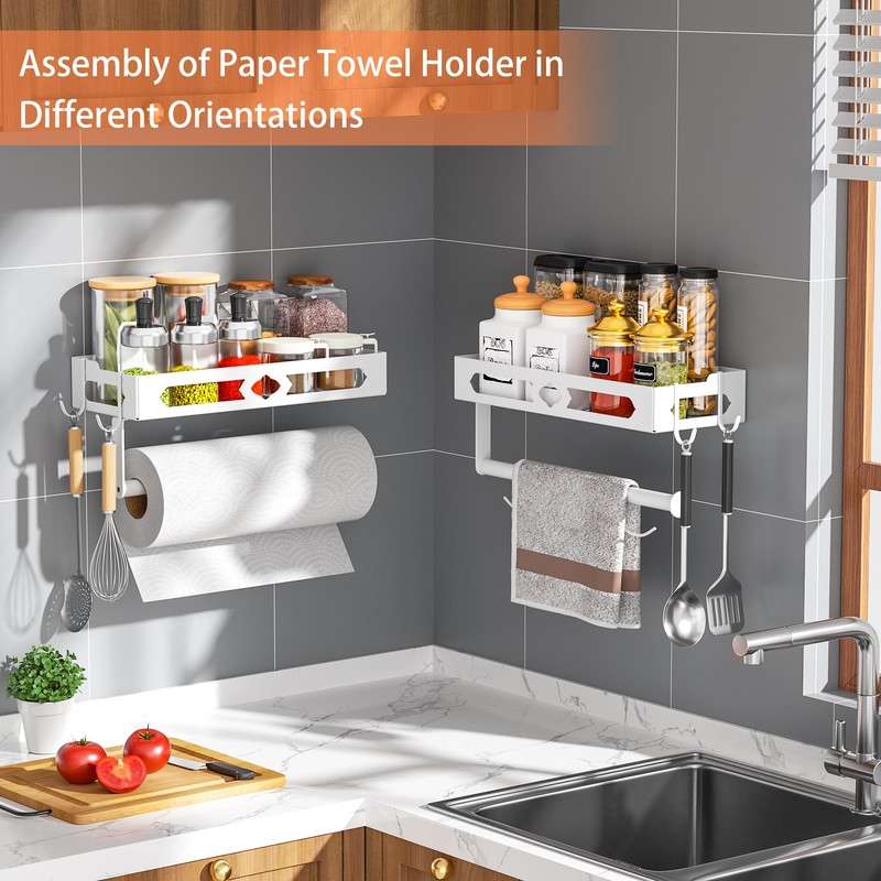 MAYZOLOP Paper Towel Holder with Shelf, One Hand Tear, Paper