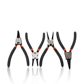 flexman 4-Piece Carbon Steel Snap Ring Pliers, Robust Circlip Pliers for Indoor and Outdoor Use, Straight Curved Locking Pliers Set for Removing, Installing and Repairing the Circlip