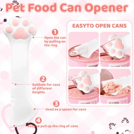 ZLFSRQ 6Pcs Cat Food Can Lid with Multi-Function Cat Food Spoon Silicone Pet Food Can Covers Cute Paw Shape Opener Spatula Cat Bar Squeezer Wet Food Spoon for Cats Dogs Cans Universal BPA Free (Pink)