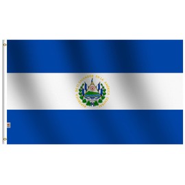 El Salvador Flag 3x5 Ft Outdoor Large, Moderate-Outdoor Both Sides Heavy Duty100D Polyester,Canvas Header and Double Stitched - Brass Grommets for Easy Display,Salavadorian Flags