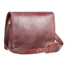 Handmade World 'Elegant Enigma' 15 Inch Full Grain Leather Messenger Bag Handcrafted Laptop Computer Shoulder Bag for Men and Women Satchel Crossbody Business Briefcase