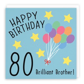 Hunts England - Brother 80th Birthday Card - Happy Birthday - 80 - Brilliant Brother - Original Collection