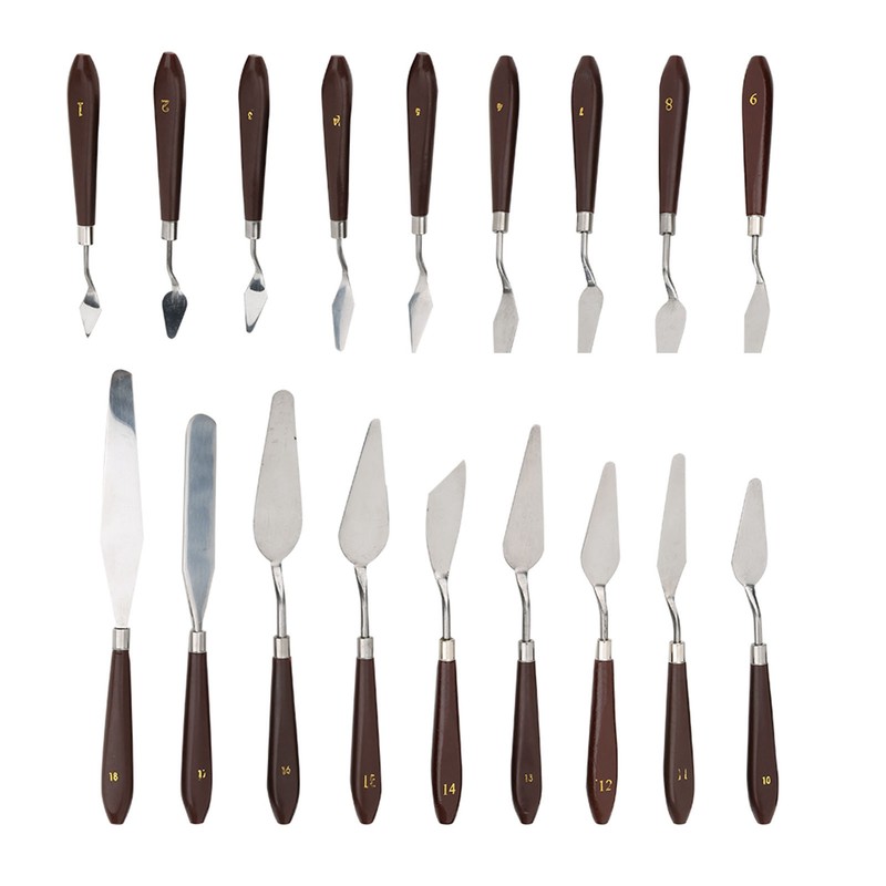 18Pcs Paint Scraper Knife Exquisite Plastic Handle Oil Painting Tool
