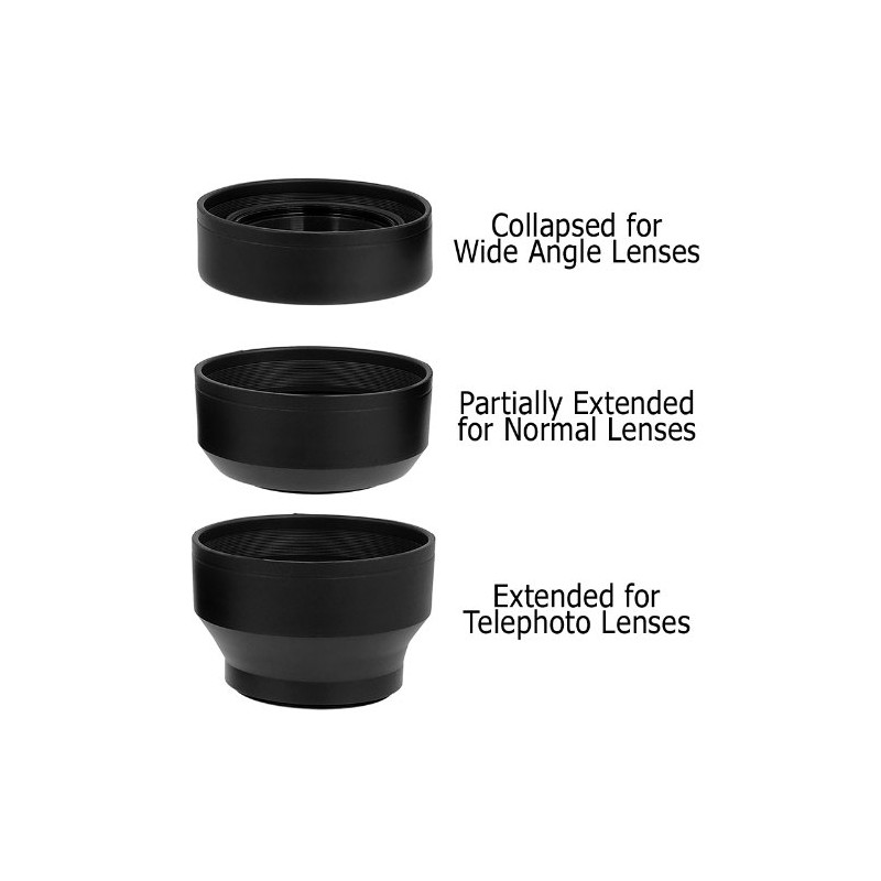 Fotodiox 3-Section Rubber Lens Hood, 52mm