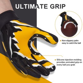 RIGWARL Football Gloves Adult Men, Youth Kids Football Gloves with Super Sticky Grip, Receiver Glove Best Gift for Adult Youth Kids Boys 8-12