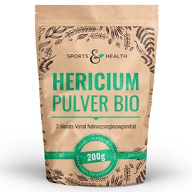 Organic Hericium Powder - 200 g Hericium - 2 g Lion Mane Powder per Daily Dose - Hedgehog Spiny Beard Vital Mushroom Powder - Allergen-Free - Premium Quality