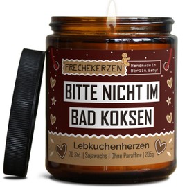 Bad Dekoration Duftkerze mit Spruch | Handgemacht aus Sojawachs | In Geschenkbox | Nachhaltiges Valentinsgeschenk | Lustige Gast Geschenk Idee | Freunde BFF, Mama, Kollegen |Lebkuchen