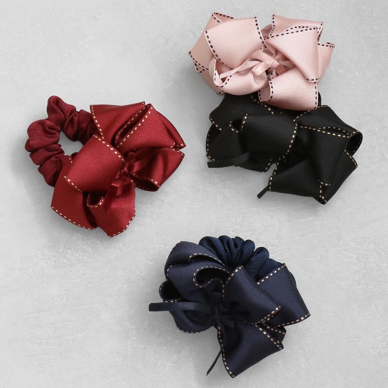 JewelVOX Hair Accessories, Scrunchy, Hair Elastic, Ribbon, Grosgrain Stitching, Pink,