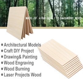 15 Pack 12"x18"x1/16 Basswood Sheets for Crafts- Thin Plywood Sheets - Balsa Wood Sheets -Unfinished Wood Boards for Painting,Laser Cutting,Engraving,Burning and CNC Cutting