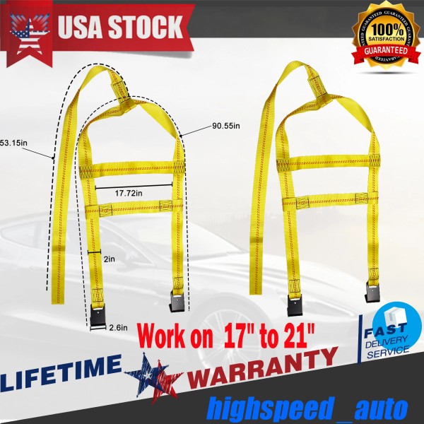 CARBOLE Heavy Duty Car Tire Tow Dolly Straps Basket Strap
