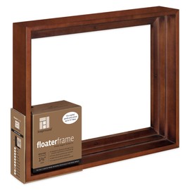 Ampersand Art Supply Floaterframe Readymade Frame for Flat and 1 1/2" Deep Wood Panel and Canvas Artwork, Paintings, Prints, and More, 12"x16", Walnut Bold