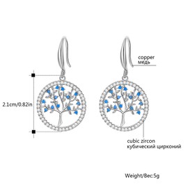 Tree of Life Dangle Earring for Women, Hypoallergenic Medical Hook Silver Plated and Rose Gold Drop Earrings with Zircon Crystal Jewelry Gift for Mom, Friends