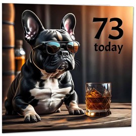 73rd Birthday Card - Cool French Bulldog - Funny 73rd Birthday Card for Dad, Mens Seventy Three, Seventy Third, Grandad, Uncle
