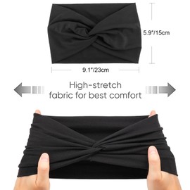 AQOKKA 8 Pack Wide Headbands for Women Large Turban Headband Non Slip Boho Elastic Hairband Hair Twisted Knot Head Bands for Women's Hair