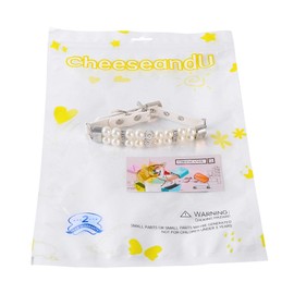 Stock Show 1Pc Dog Cat Cute Fashion PU Leather Pearl Collar with Crystal Rhinestone Diamond Decor Pet Adjustable Neck Strap Accessary for Wedding Birthday Party, White, S