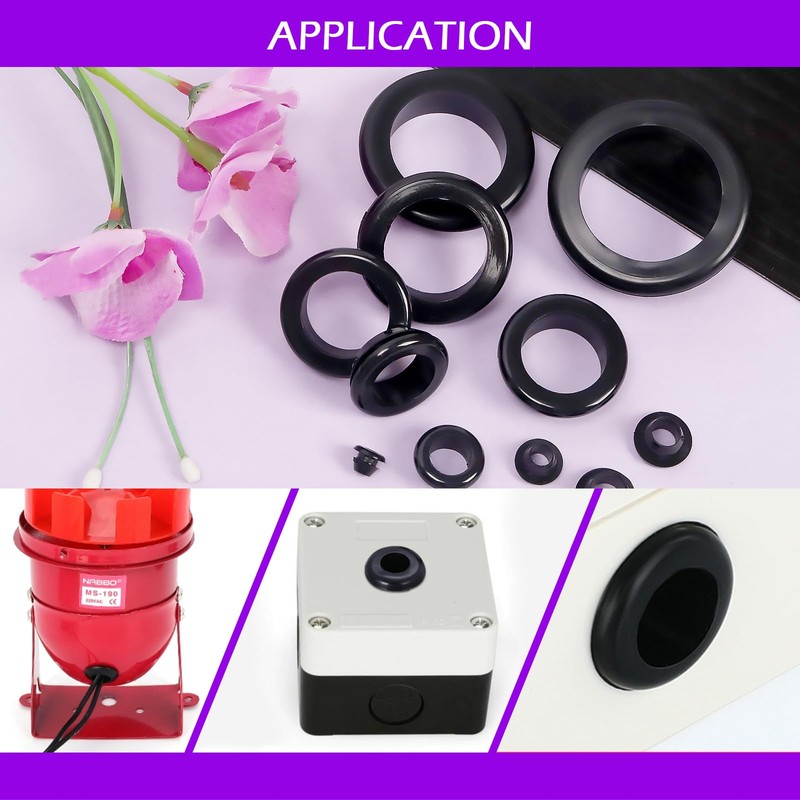Swpeet 140Pcs Black Rubber Grommet Assortment Kit, 8 Sizes Eyelet