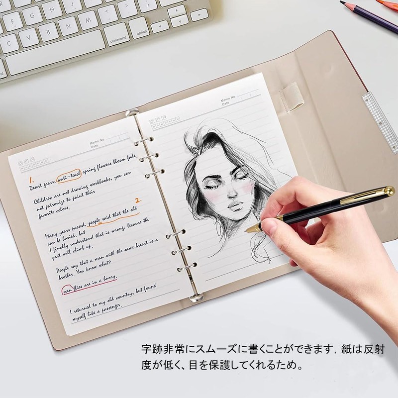 KALOLINNA Personal Notebook, A5 Size, Mini 6-hole Notebook, PU Leather,