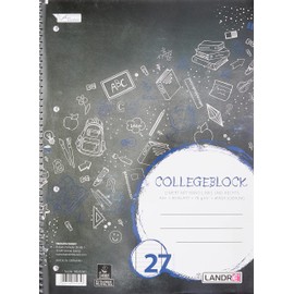 LANDRÉ 100050063 Notepad – Chlorine-Free 70 g/m², A4 +, Lined, 9 mm, Margins on Both Sides, Lin 37, 80 Sheets