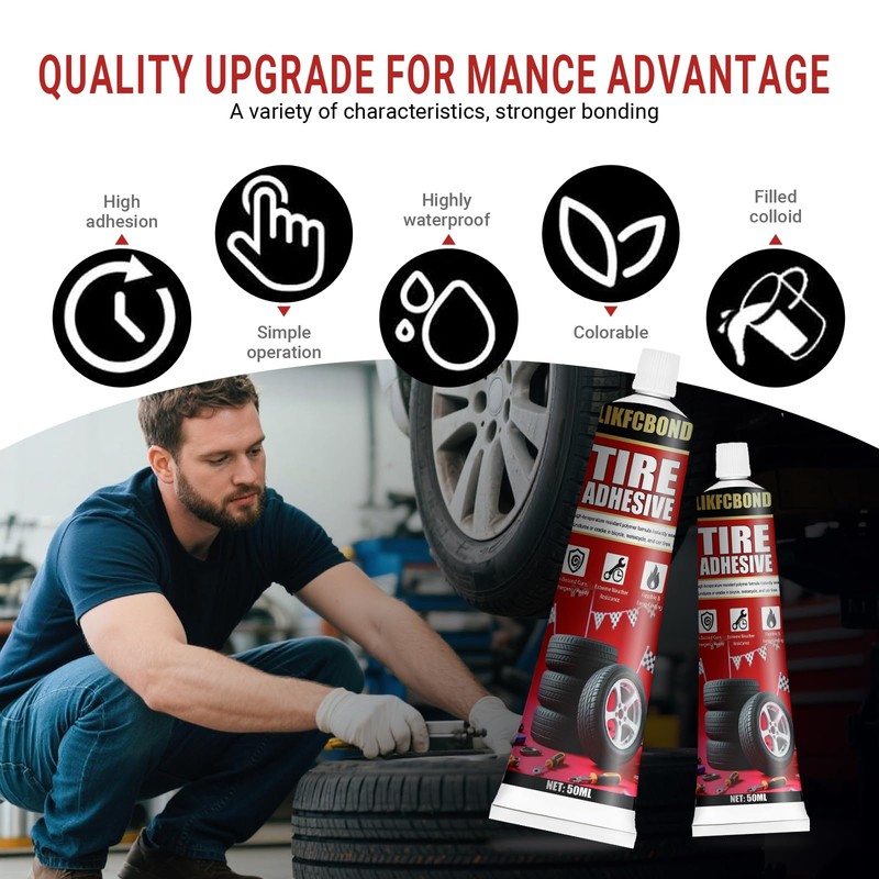 LIKFCBOND Tire Repair Adhesive, 3.38 floz, Sidewall Rubber Cement Kit