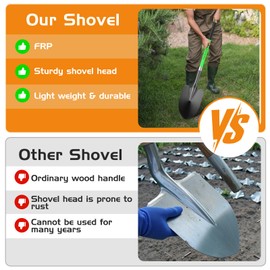 HIGHLIGHT Spade, Heavy Duty Gardening Shovel, Garden Shovel 56 inch for Digging, Round Shovel with D-Handle, for Garden,Beach, Snow, Fiberglass Handel, Green