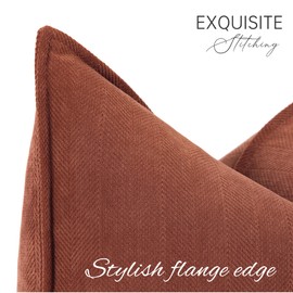 ZWJD Rust Pillow Covers 24x24 Set of 2 Chenille Pillow Covers with Elegant Design Soft and Luxurious Decorative Throw Pillows for Couch, Bed, and Home Decor
