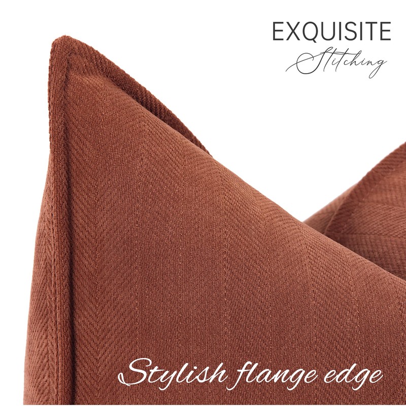 ZWJD Rust Pillow Covers 24x24 Set of 2 Chenille Pillow