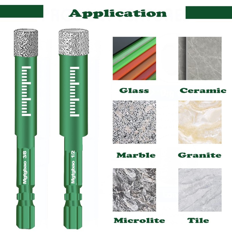 Mgtgbao 6pc Green 3/16” Dry Diamond Drill Bits Set，6PCS 5mm
